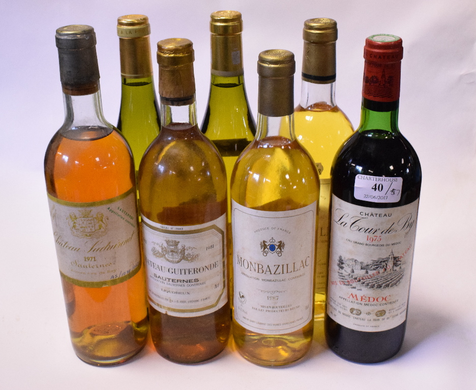 A bottle of Chateau La Tour de Roy, 1975, three bottles of Monbazillac, 1987,