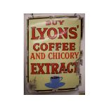 An enamel advertising sign, Buy Lyons' Coffee and Chicory Extract, 102 x 76 cm,