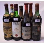 A bottle of Brunello, 1970, a bottle of Tignanello, 1971, a bottle of Barbaresco, 1971,