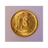 EXTRA LOT: A Peruvian gold 1/2 libra coin,