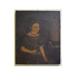 English primitive school, 19th century, a portrait of a seated girl, oil on canvas,