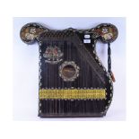 A German zither, with transfer printed decoration (wormed),