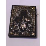 A Victorian black lacquered and inlaid card case, 10.