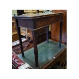 A 19th century mahogany tea table, on square legs,