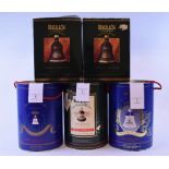 Three Bell's whisky Christmas decanters, 1991, 1992 & 1993, another, Princess Eugenie, 1990,