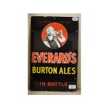 An enamel advertising sign, Everard's Burton Ales In Bottle, 40.5 x 25.