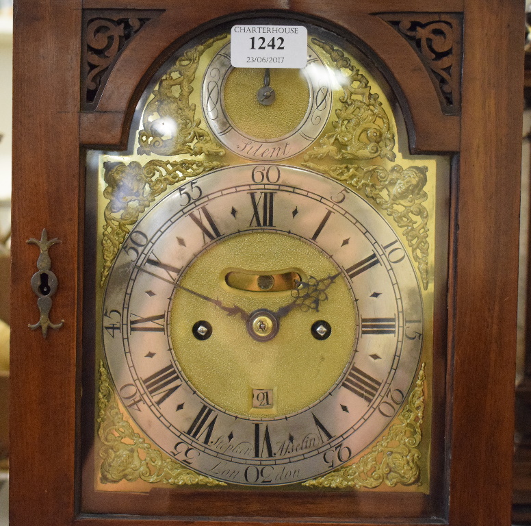 A bracket clock, the 17 cm arched square brass dial signed Stephen Asselin, London, - Image 3 of 6