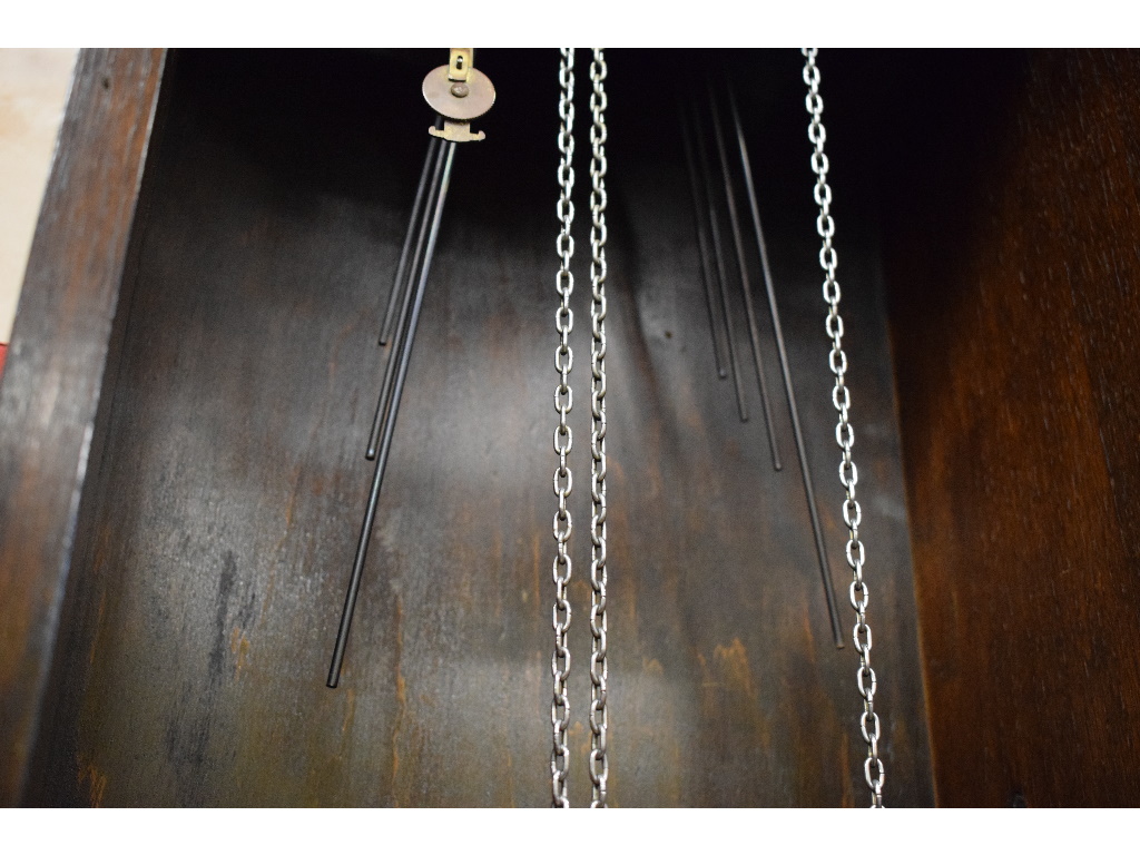 A 1930s longcase clock, the 25 cm diameter silver dial with Arabic numerals, - Image 3 of 3