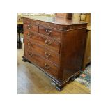 A late 18th/early 19th century inlaid mahogany chest of two short and three long drawers,