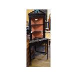 A mahogany glazed corner display cabinet on stand,