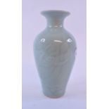 A Chinese celadon vase, decorated a leap