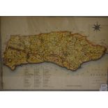 A 19th century J Cary hand coloured map,