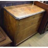 A late 19th century Continental walnut chest, of four graduated long drawers,