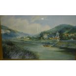 E Maybery, a view of Tintern abbey over the river, watercolour, signed and dated '10,