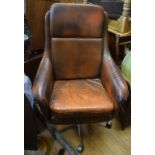 An office style swivel arm chair, a sofa table, a press cupboard,