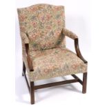 A George III Gainsborough style mahogany library armchair See illustration Condition