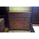 A 19th century oak chest, of four graduated long drawers, on bracket feet,