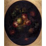 English school, 19th century, a still life of roses and other flowers in an urn,