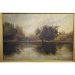 English school, the fish pond Abinger Hammer Surrey, oil on canvas, labels verso,