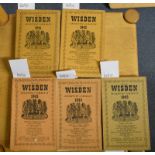 Wisden (John) Cricketers' Almanack 1941, thin cloth, corner and edge knocks, ibid 1942, 1943,