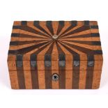 A 19th century birdseye maple and mahogany inlaid rectangular box and hinged cover,