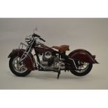 Seven Franklin Mint 1:10 scale die-cast model motorcycles, including 1942 Indian 422, Electra Glide,