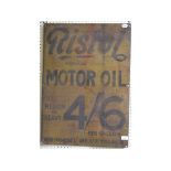A tin advertising sign, Ristol Popular Grade Motor Oil, 71.