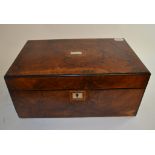 A burr walnut writing slope with fitted interior, 35 cm wide, a Chinese jewellery cabinet,