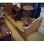 A mahogany tripod table, 44 cm wide, an oak tripod table,