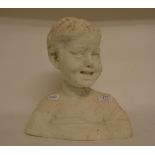 A marble bust, of a laughing boy, broken