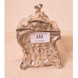 A rococo style silver plated tea caddy,