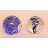 A Shaks glass paperweight, and other gla