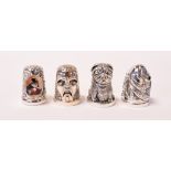 Four novelty silver thimbles