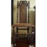 An inlaid oak single chair,