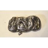 A novelty silver dragon vesta case