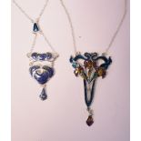 Two Art Nouveau style silver necklaces