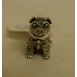 A silver miniature pug dog,