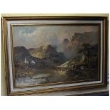 W Richards aka F E Jamieson, a highland scene with a figure and a bridge, oil on canvas, signed,