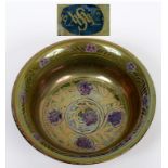 A Royal Lancastrian lustre bowl, decorated stylised flowers and foliage, by William S Mycock,