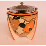 A Clarice Cliff Orange Chintz pattern bomb biscuit barrel, shape number 478,