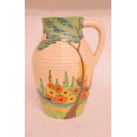 A Clarice Cliff Fragrance pattern Lotus jug, hairline crack,