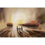 John Bampfield, cavalry advancing, oil on canvas, signed, 59.