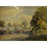 Noel T Elliott, Hampreston, watercolour, inscribed verso, 26 x 36 cm,