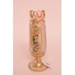 A late 19th century Bohemian overlaid glass vase, with floral and gilt decoration,