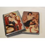 A cigarette case, decorated a pin-up girl,