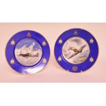 A Royal Worcester Battle of Britain commemorative plate, Hurricane, 605/1500, and another, Spitfire,