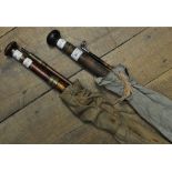 A Victorian brass mounted hardwood 11 foot fly rod, with a spare tip,