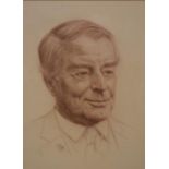 Refna, a bust portrait of a gentleman, crayon, pencil sketch to mount, signed and dated 92,