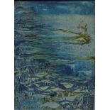 M D, an abstract sea, oil on board, initialled, 74.5 x 54.