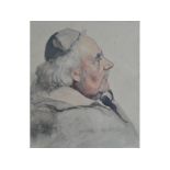 19th century, a head and shoulders portrait of a clergyman, watercolour, 20 x 17 cm,